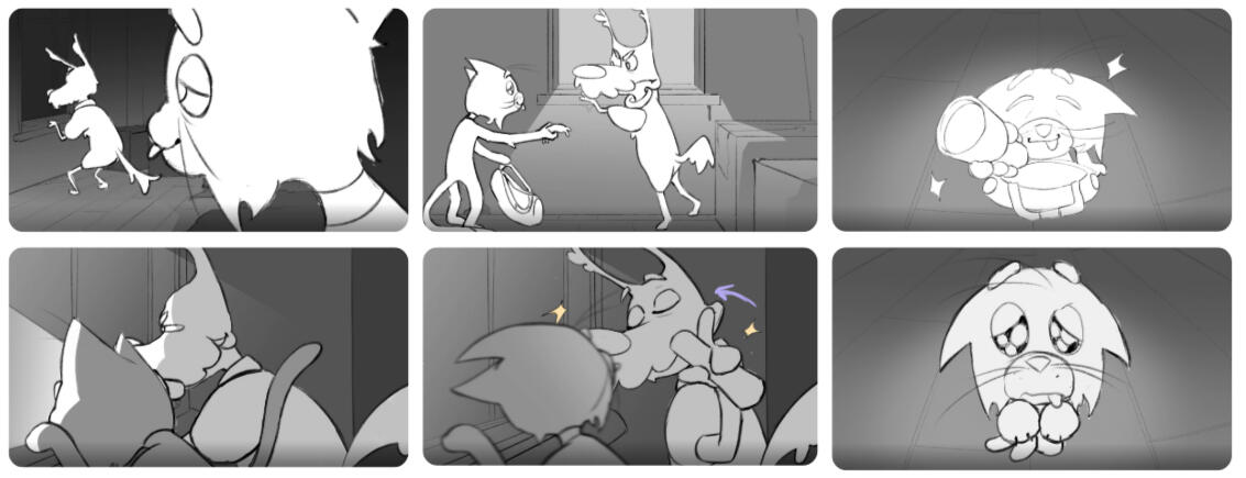 'do not sit on the fence' animatic stills